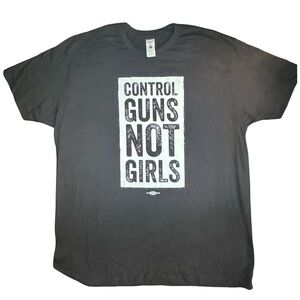Women’s Control Guns Not Girls Graphic T-Shirt Black Feminist Protest Tee XL